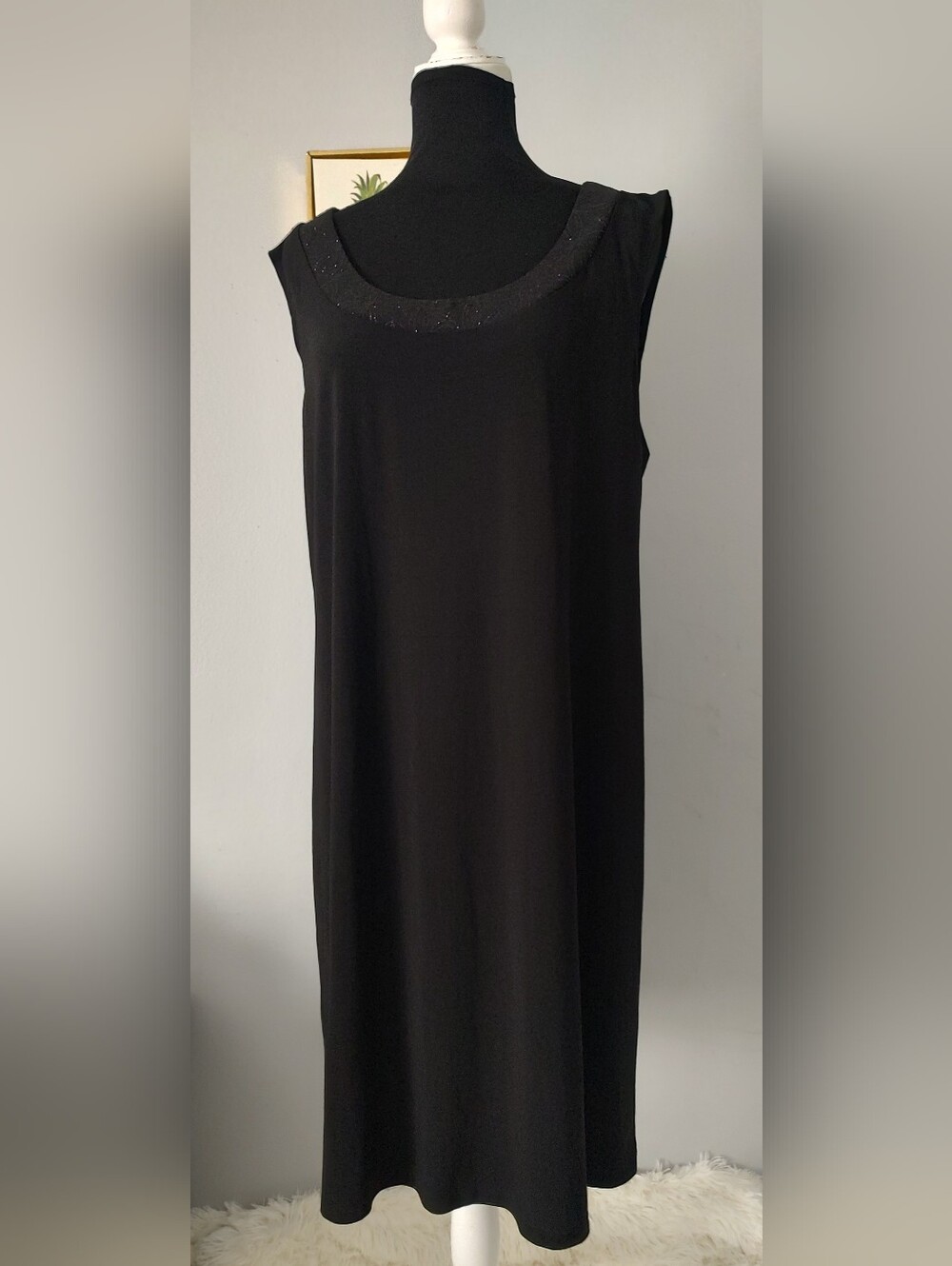 R&M Richards Black Long Sleeve Look-Alike Sleeveless Shift Dress